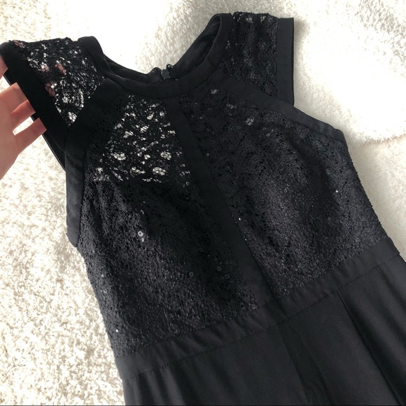 Black long formal evening gown with slit 4P - Picture 6 of 8